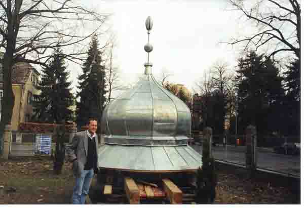 Mr. Lampeitl the Architect standing next to the cupola for the south minaret